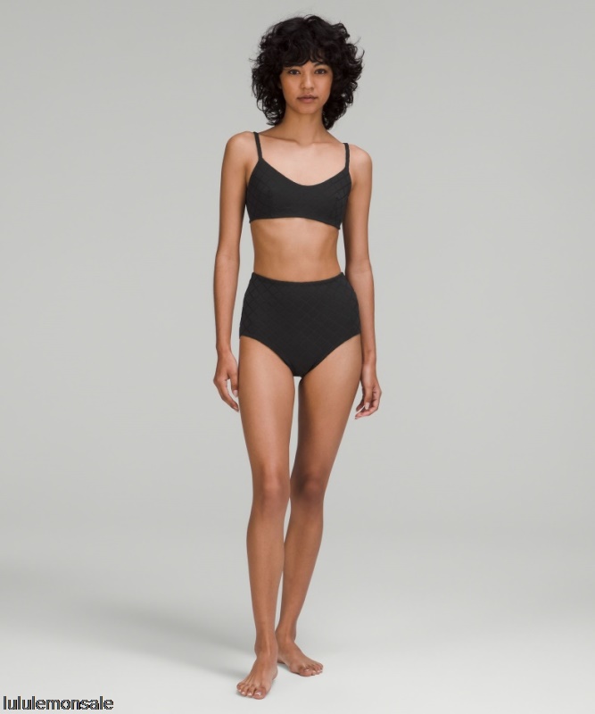 Lululemon Damen DELULU494 | Schwarz Diamond Grid Badeoberteil A/b Cup